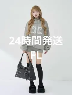 【ダーリッチ】インフィニティロゴパンツニットセットアップ　パーカー　グレー　FL