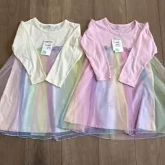 新品タグ付き　女の子　長袖　チュールワンピース　100サイズ　2枚セット