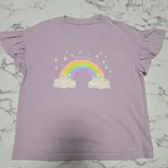 GU　ジーユー　リバーシブルスパンコールTシャツカットソー　150　レインボーのサムネイル