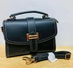【美品・新品】2Wayフラップスクエア ショルダーバッグ ブラック