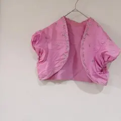 早い者勝ち✨️【USA22】ピンク ビーズ刺繍 カーディガン 刺繍ボレロ