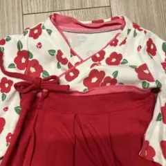 50〜60サイズ　袴ロンパース　赤