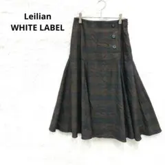美品★レリアン　ホワイトレーベル　グレンチェック柄フレアスカート　M プリーツ