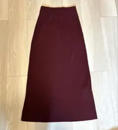 リブ ロングタイトスカート ボルドー　しまむら