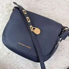 極美品✨マイケルコース ショルダーバッグ ネイビー ゴロゴ金具 鍵付 ネイビー
