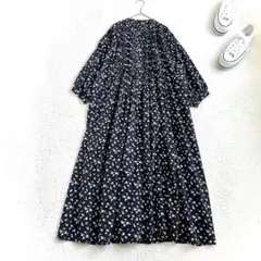 美品【FREAK’S STORE】小花柄ピンタックシャツワンピース(F)インド綿