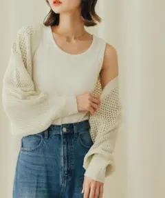 カーディガン　ラメバックオープンメッシュボレロのサムネイル