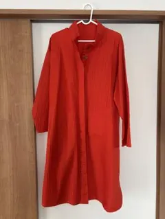 【値下げしました】濃いオレンジ 一枚ものコート スタンドカラー