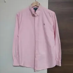 ラルフローレン ポニー オックスフォード 長袖シャツ ピンク 刺繍ロゴ