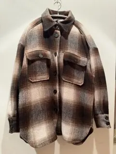 H&M ブラウン系チェック柄ジャケット
