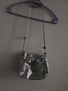 シルバー ギャザー ショルダーバッグ