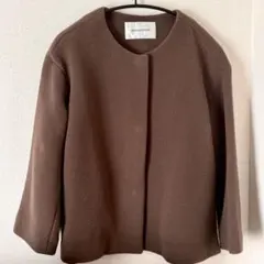 ブラウン ノーカラージャケット