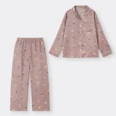 新品 GU サテンパジャマ(長袖＆長ズボン)キャット Mサイズ
