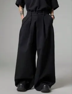 ワイドスラックス ダークグレー ボタンデザイン Slight Vogue - メルカリ