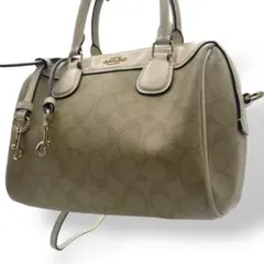 極美品✨️コーチ 2way ミニボストンバッグ 肩がけ PVC レザー ベージュ