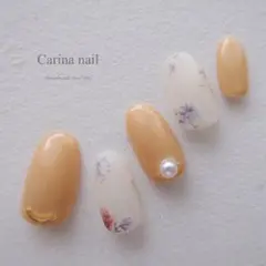 4500 マット♪ ジェルネイルチップ フラワー 花畑 イエロー ボタニカル