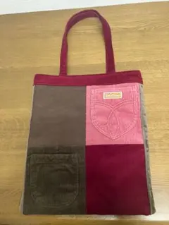トートバッグ　コーデュロイ　レッド
