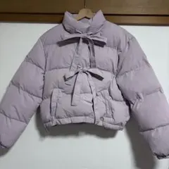 最終お値下げ　薄紫色リボン付き中綿コート