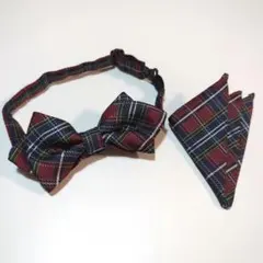 COMMECAISMコムサイズムキッズ蝶ネクタイポケットチーフタータンチェック柄