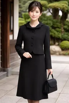 新品タグ付 ブラックフォーマル 礼服 ワンピース9AR 冠婚葬祭 セットアップ