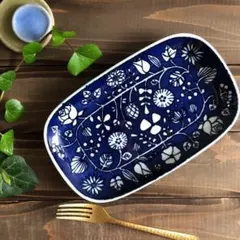 波佐見焼 フラワーパレードブルー1枚　　　　　　　【新品・送料込】のサムネイル