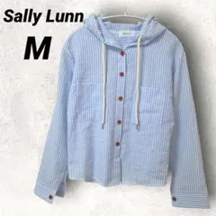 Sally Lunn ストライプ フード 羽織り パーカー ライトブルー M