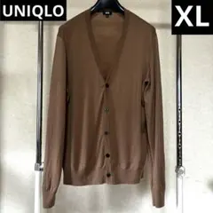 ユニクロ エクストラファインメリノ Vネックカーディガン XL ブラウン 訳あり