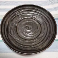 渦巻き彫りの木製茶托 5枚 13.5cm