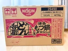 【お買得】日清 どん兵衛 博多もつ鍋〆風うどん（12食入）アミューズメント景品のサムネイル