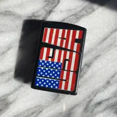 zippo オイルライター アメリカ国旗 マットブラック 艶消し ジッポー