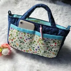 Sトートバッグ/バッグ イン バック(ナチュラル × デニム)