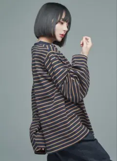 ADRER エクストラクオリティワイドスリーブロンT ネイビー　Mサイズ
