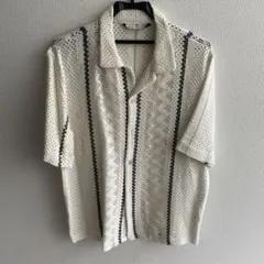 ZARA アイボリー ストライプ メッシュシャツ M