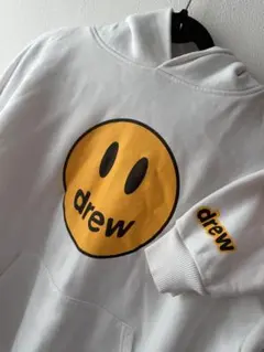 drew スマイリーフェイスパーカー ホワイト