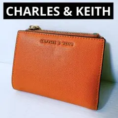 CHARLES & KEITH ミニトップジップ　スモールウォレット　オレンジ