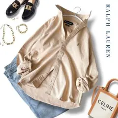 ラルフローレン✨コットンシャツ　長袖　ポニー刺繍　洗える　ボタンダウン　日本製