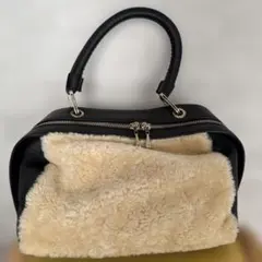 プリニオヴィソナ『PLINIO VISONA』合成皮革とファーのハンドバッグ
