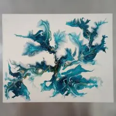 アクリル画 青系 ピンクアクセント - メルカリ