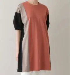 HIROKO KOSHINO 配色切替 半袖チュニックのサムネイル