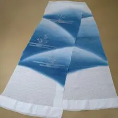 青白グラデーション 花柄 帯揚げ 和装小物　着物小物　正絹