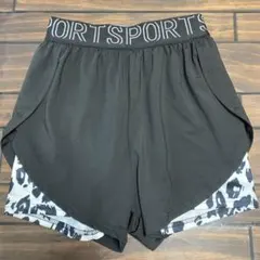 【美品】レオパード柄インナー付きショートパンツ S(M位) ジムウェアランニング