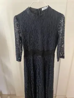 LACE Ladies総レース　ネイビー　ワンピース　結婚式