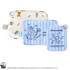 TOM and JERRY ストライプトラベルポーチ 3点セットのサムネイル
