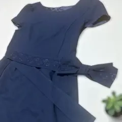 LAISSE PASSE ネイビー 半袖 ワンピース ドレス フォーマル38