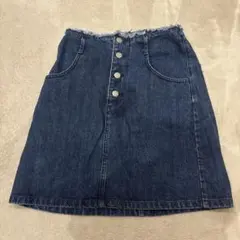 ダークデニム Aラインスカート ボタン付き