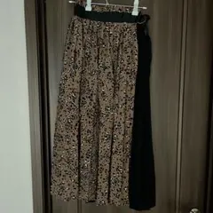 レオパード柄プリーツロングスカート