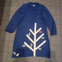 grin 青色 長袖 ウール100%チュニック