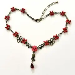 チョーカー　ネックレス　赤ずきん　クローバー　森ガールy2kフェアリーグランジ