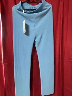 against nozomi 水色 ストライプ ワイドパンツ