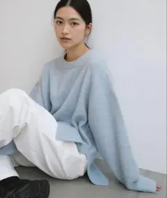 ボックスシルエット長袖ニットトップス